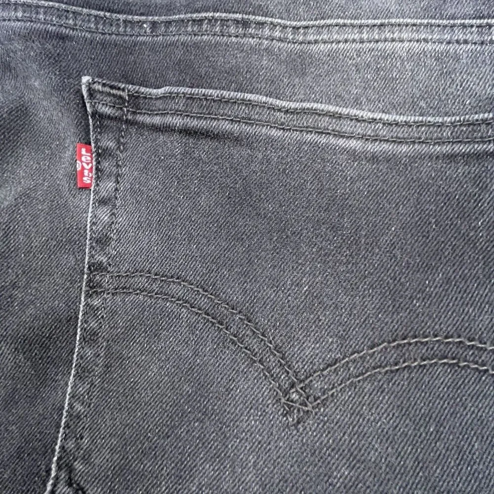 Levis 569 Jeans Mens 44x32 Black Gray Denim Loose Straight Dark Wash Stretch NEW